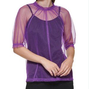 DKNY Purple Tulle Overlay Top - Small